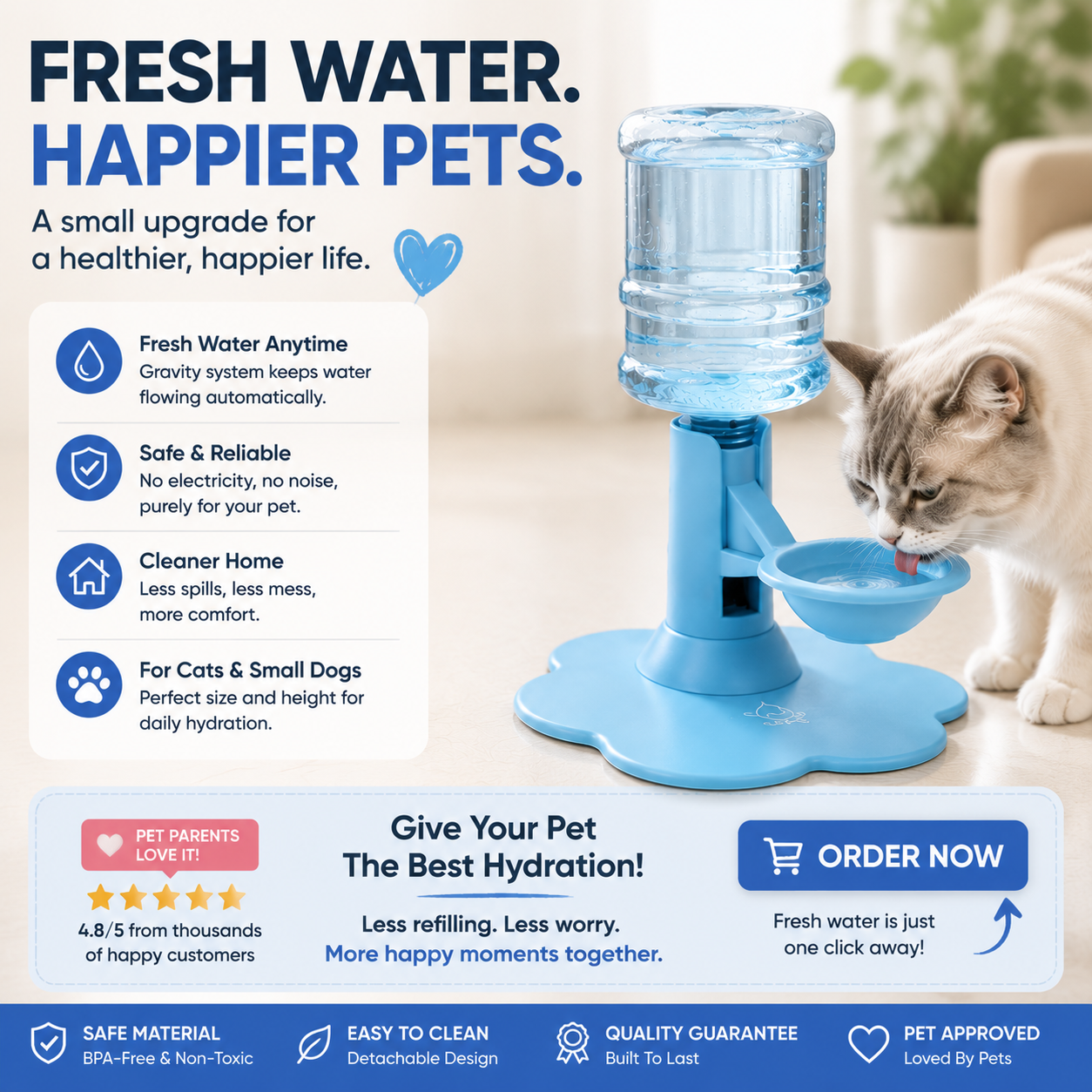 🐾 Automatic Pet Water Dispenser – Gravity Self Refilling Cat & Dog Water Bowl