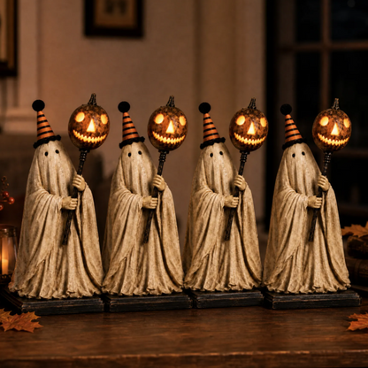💥 Last Day 50% OFF –🎃Lighted Vintage Ghost Figurine with Glowing Pumpkin Staff
