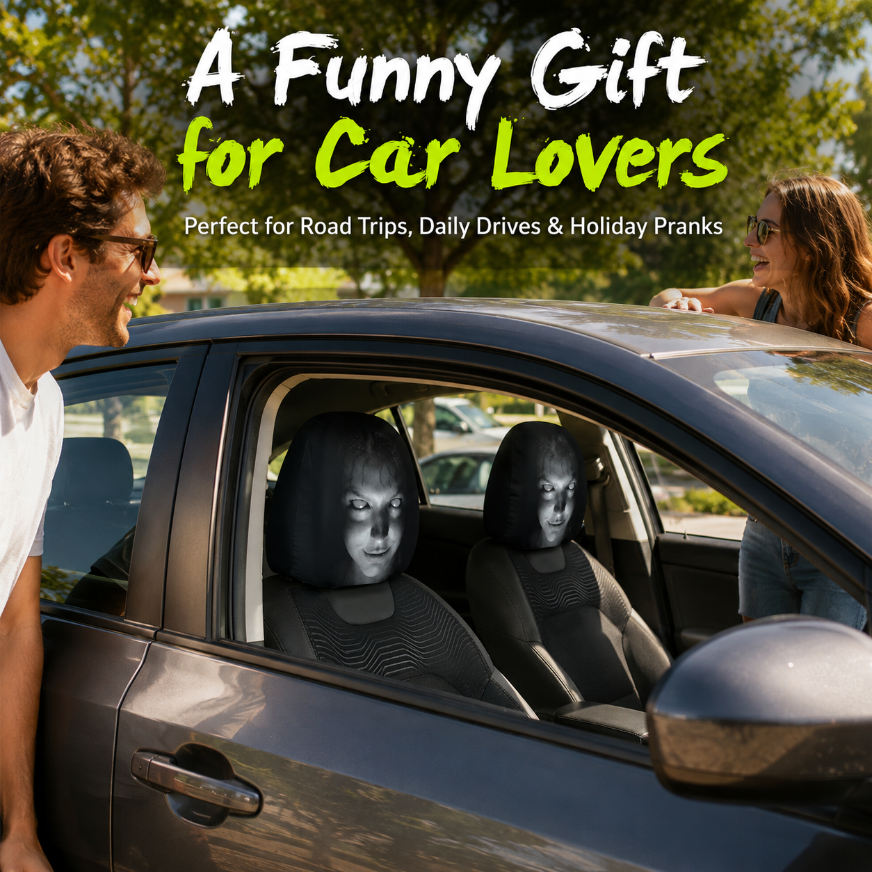😆 Funny Cartoon Car Headrest Covers