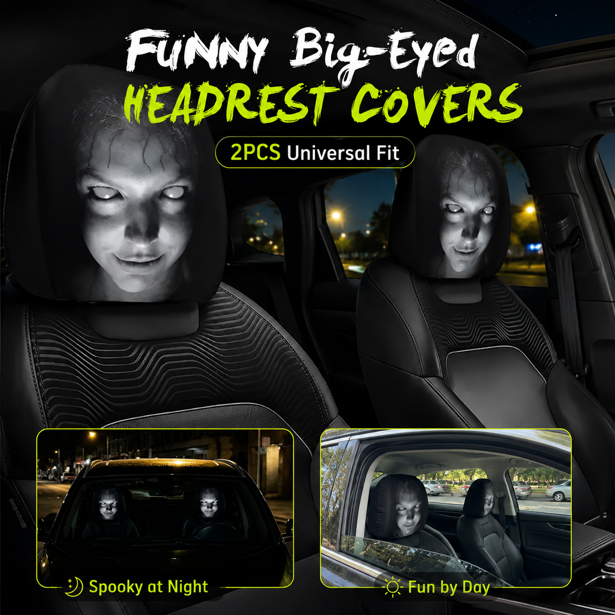 😆 Funny Cartoon Car Headrest Covers
