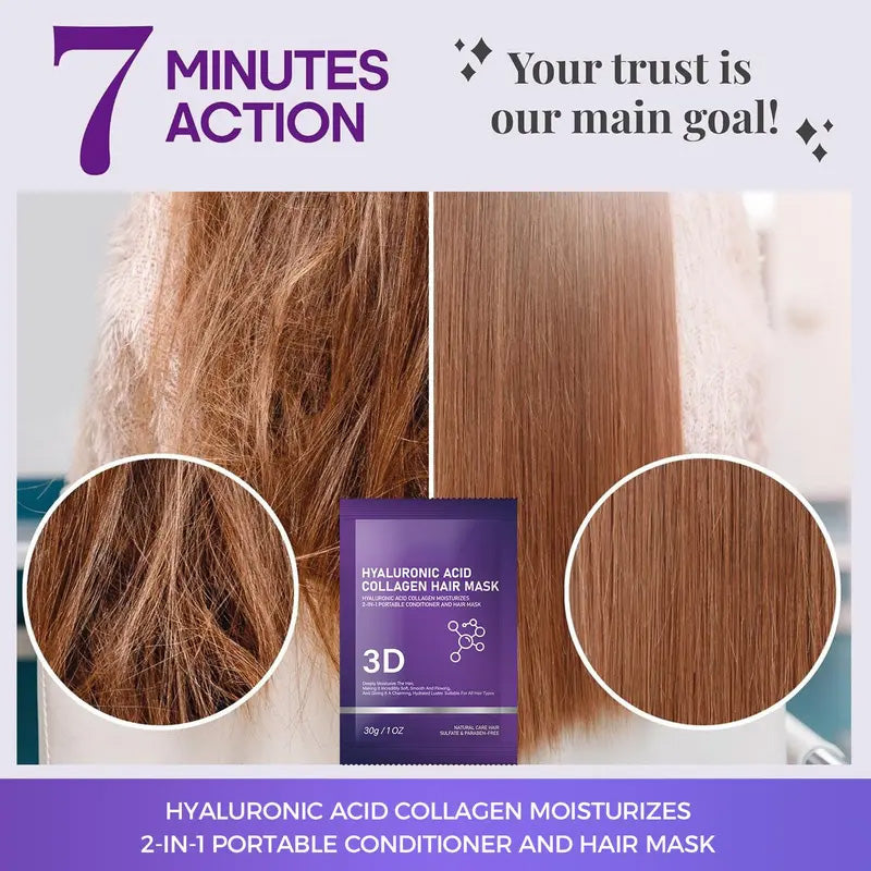 🔥Day Sale 50% OFF❤️3D Hyaluronic Acid & Collagen Hair Mask