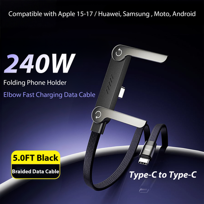 🏆Official Authorized | MFi-Certified Cables🔥 2-in-1 Cable 240W Fast Charging with Phone Stand