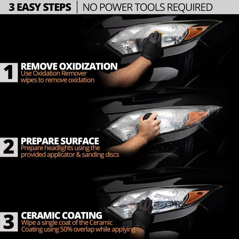 🚘Automotive Headlamp Restoration Fluid Kit – 💡Suitable for Yellowed or Foggy Lenses & Clear Surfaces | Essential for Home & Garage Use🏠