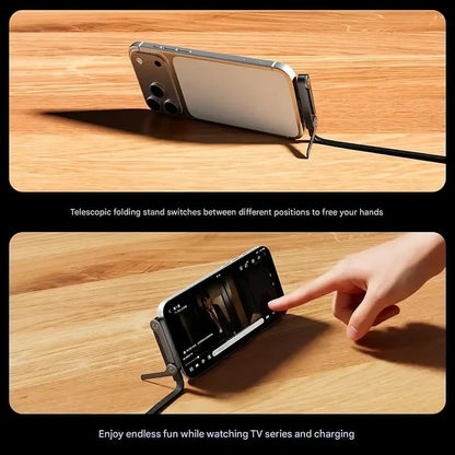 🏆Official Authorized | MFi-Certified Cables🔥 2-in-1 Cable 240W Fast Charging with Phone Stand