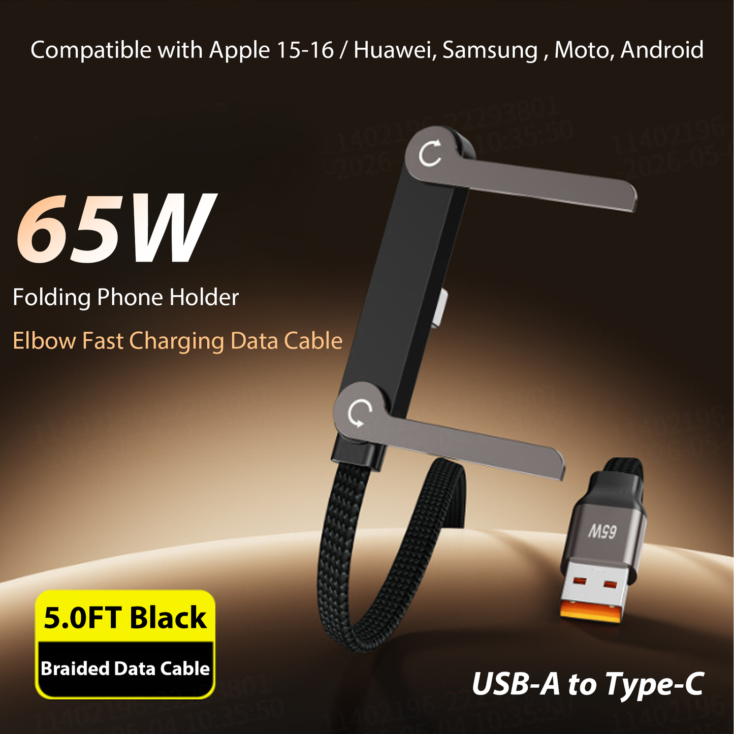 🏆Official Authorized | MFi-Certified Cables🔥 2-in-1 Cable 240W Fast Charging with Phone Stand