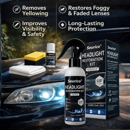 🚘Automotive Headlamp Restoration Fluid Kit – 💡Suitable for Yellowed or Foggy Lenses & Clear Surfaces | Essential for Home & Garage Use🏠