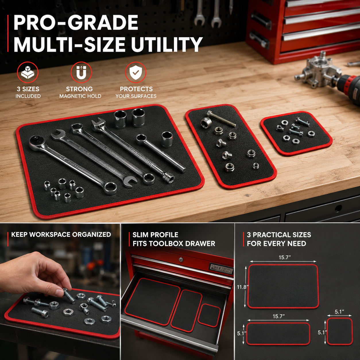 2026 Flexible Magnetic Tool Mat & Tray Holder