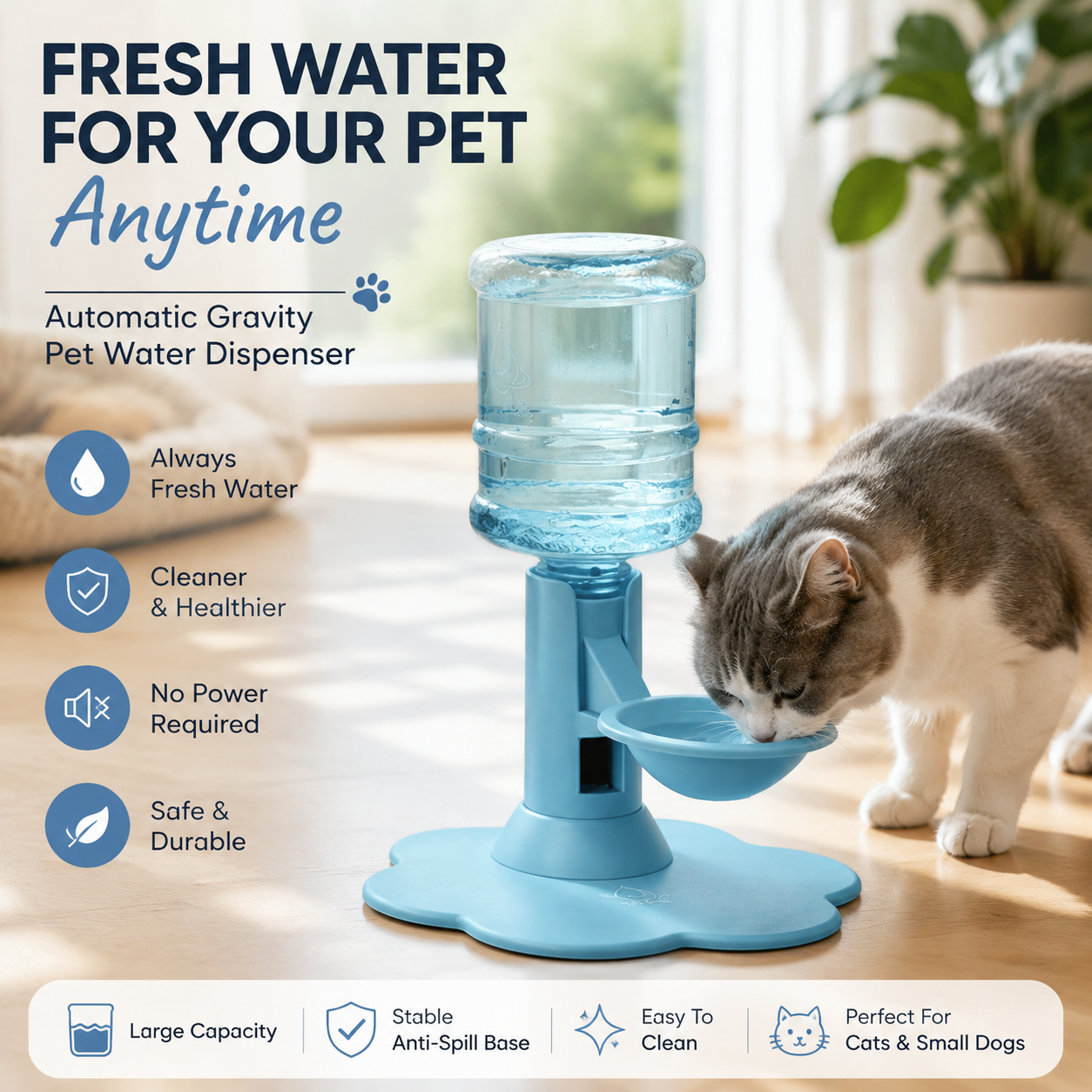 🐾 Automatic Pet Water Dispenser – Gravity Self Refilling Cat & Dog Water Bowl