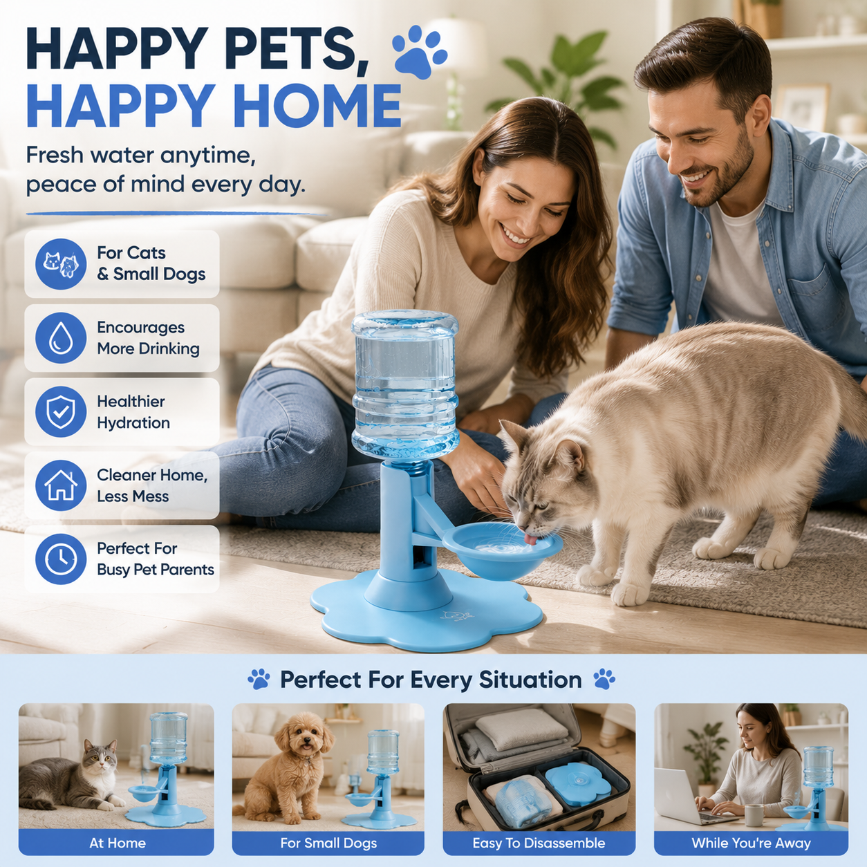 🐾 Automatic Pet Water Dispenser – Gravity Self Refilling Cat & Dog Water Bowl