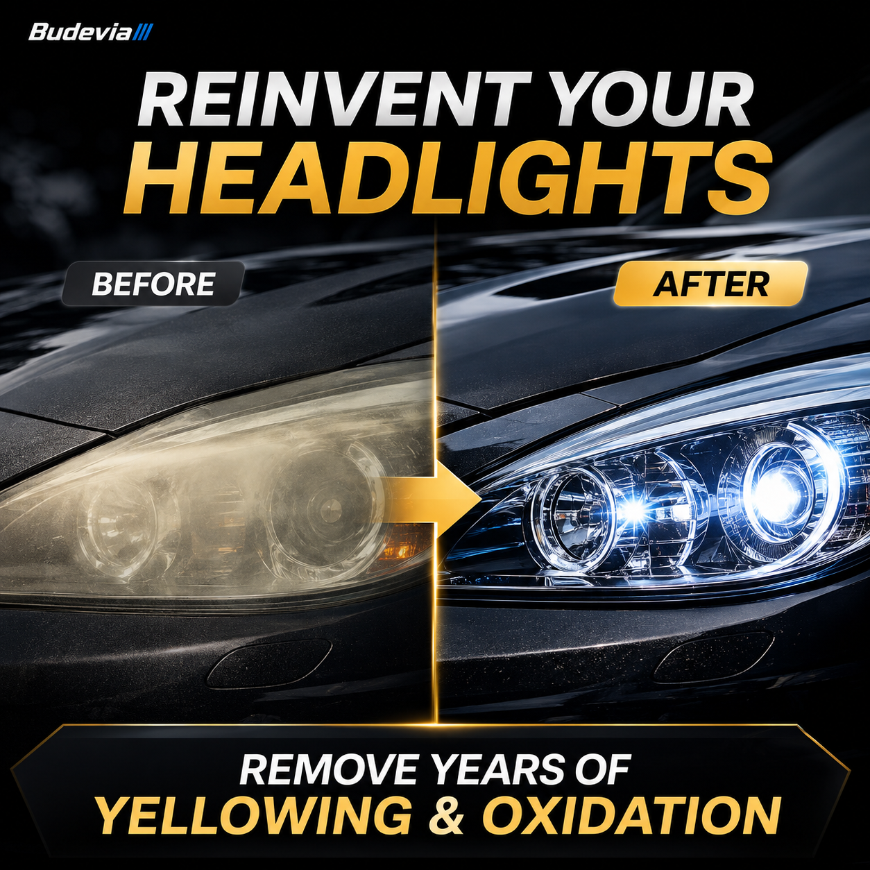 🔥 Last Day 50% OFF🚘Automotive Headlight Restoration Kit for Yellowed & Cloudy Lenses