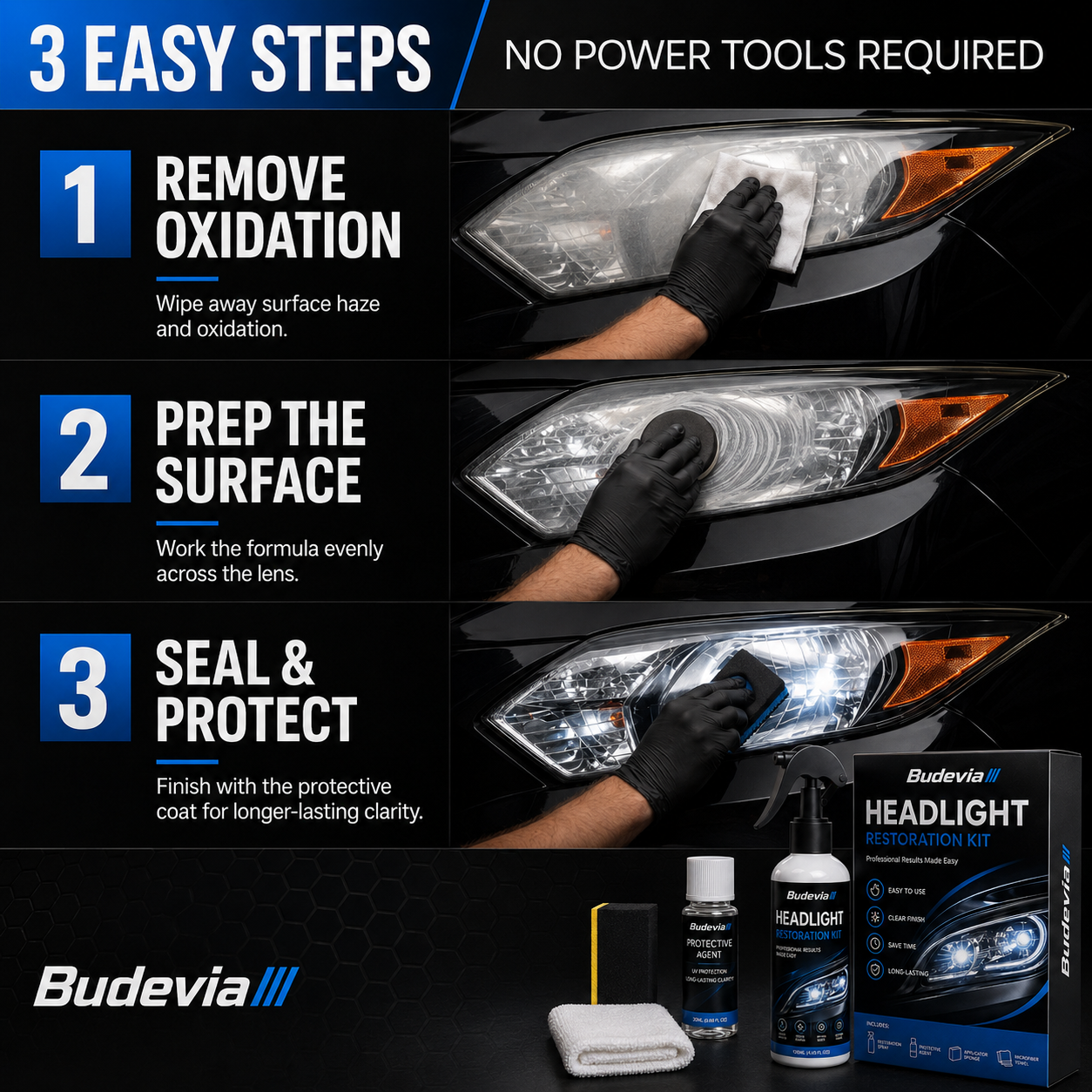 🔥 Last Day 50% OFF🚘Automotive Headlight Restoration Kit for Yellowed & Cloudy Lenses