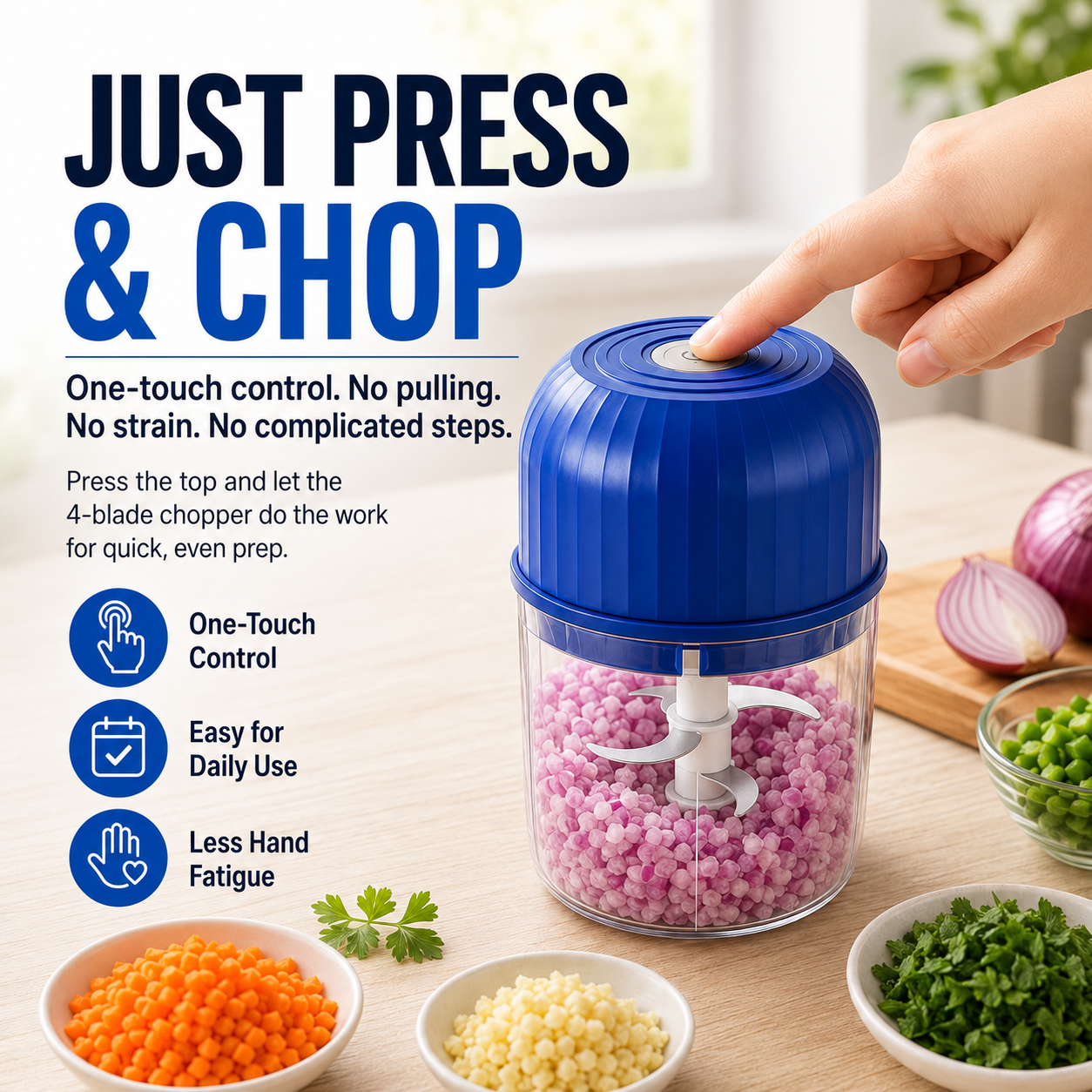 🔥Last Day 60% OFF — Cordless Multifunctional Mini Chopper with 4 Sharp Blades