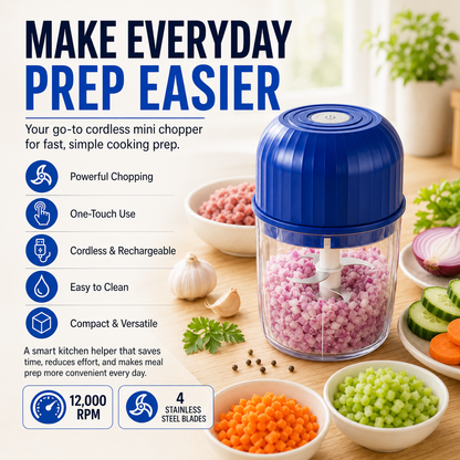 🔥Last Day 60% OFF — Cordless Multifunctional Mini Chopper with 4 Sharp Blades