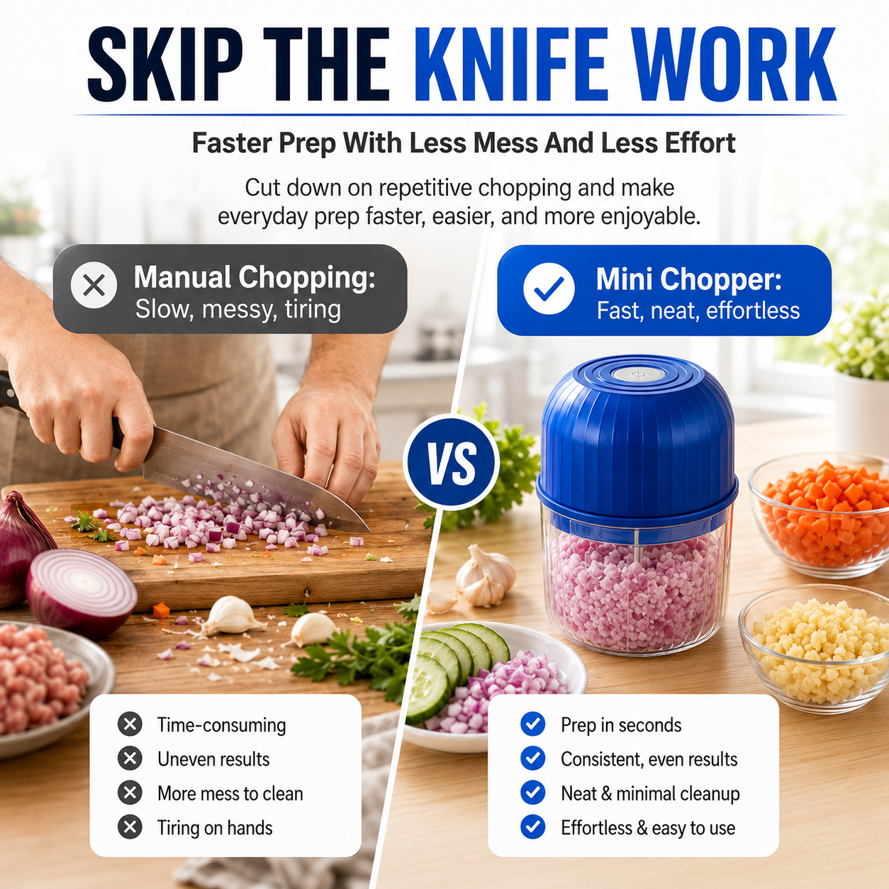 🔥Last Day 60% OFF — Cordless Multifunctional Mini Chopper with 4 Sharp Blades
