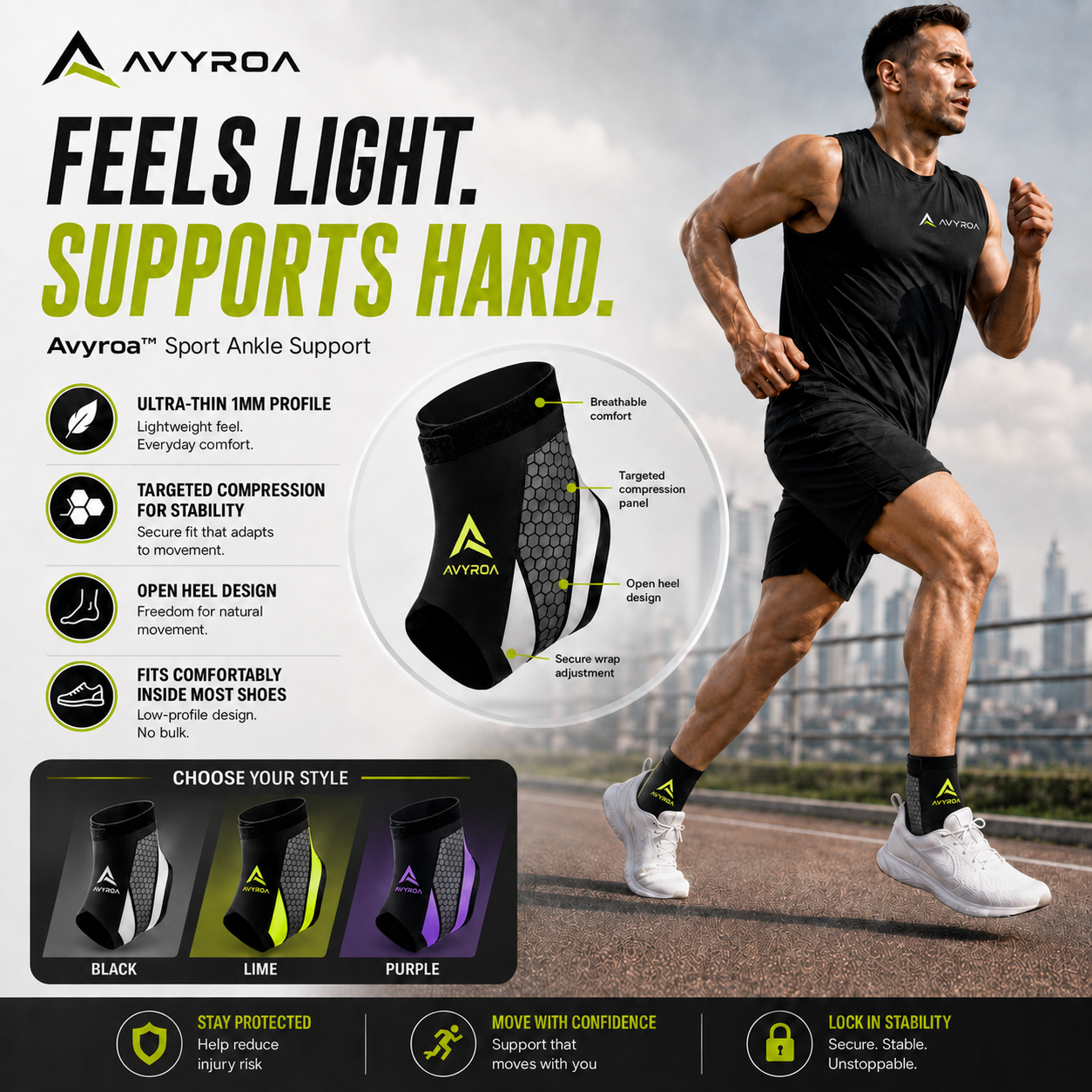 Avyroa™ Ankle Support Brace for Sprains and Stability Protection