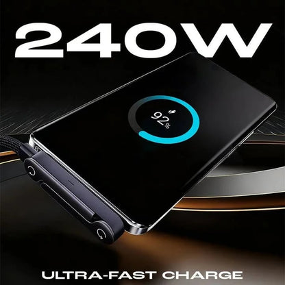 🏆Official Authorized | MFi-Certified Cables🔥 2-in-1 Cable 240W Fast Charging with Phone Stand