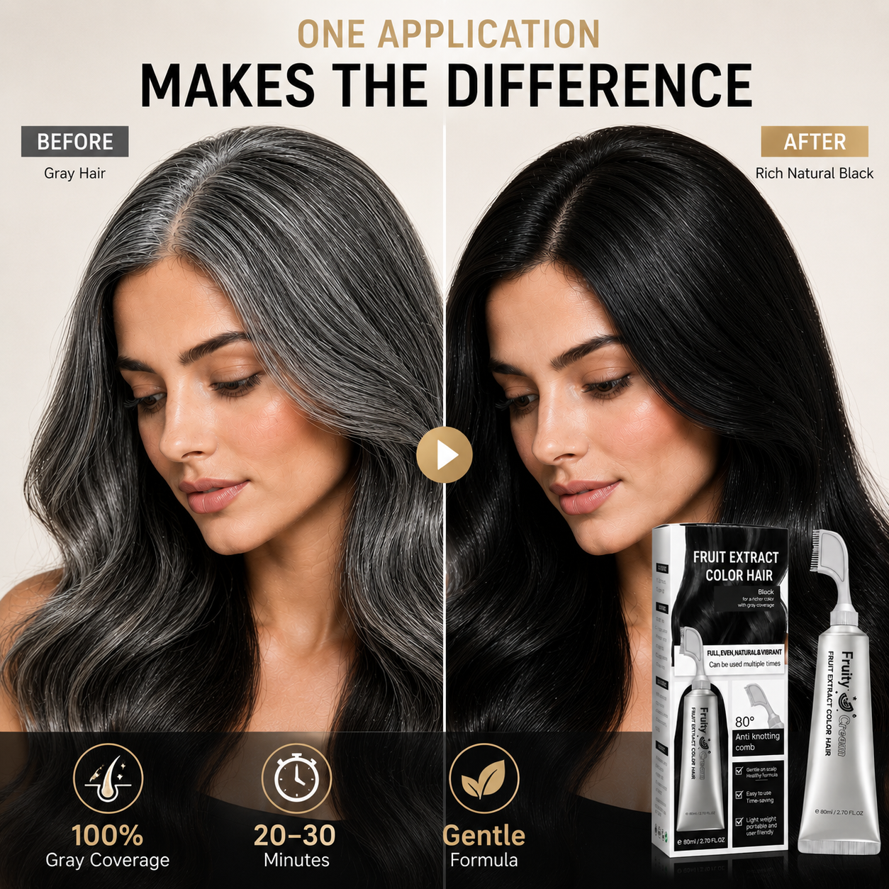 🔥Last Day 50% OFF!  2-in-1 Hair Color Comb — Easy, Natural-Looking Gray Coverage