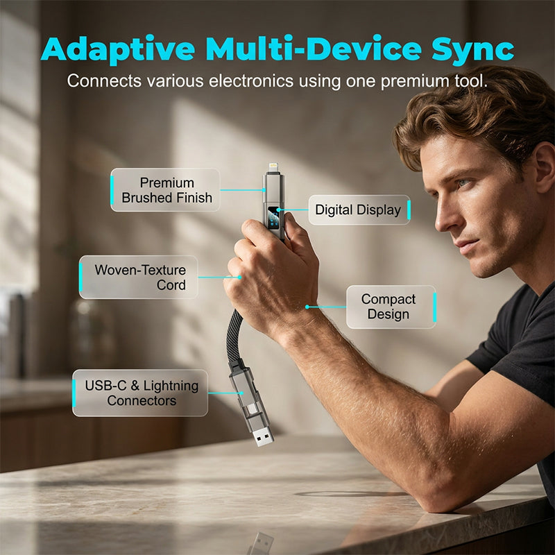 🔥LIMITED-TIME 50% OFF🔥 65W 4-in-1 Digital Display Keychain Charging Cable